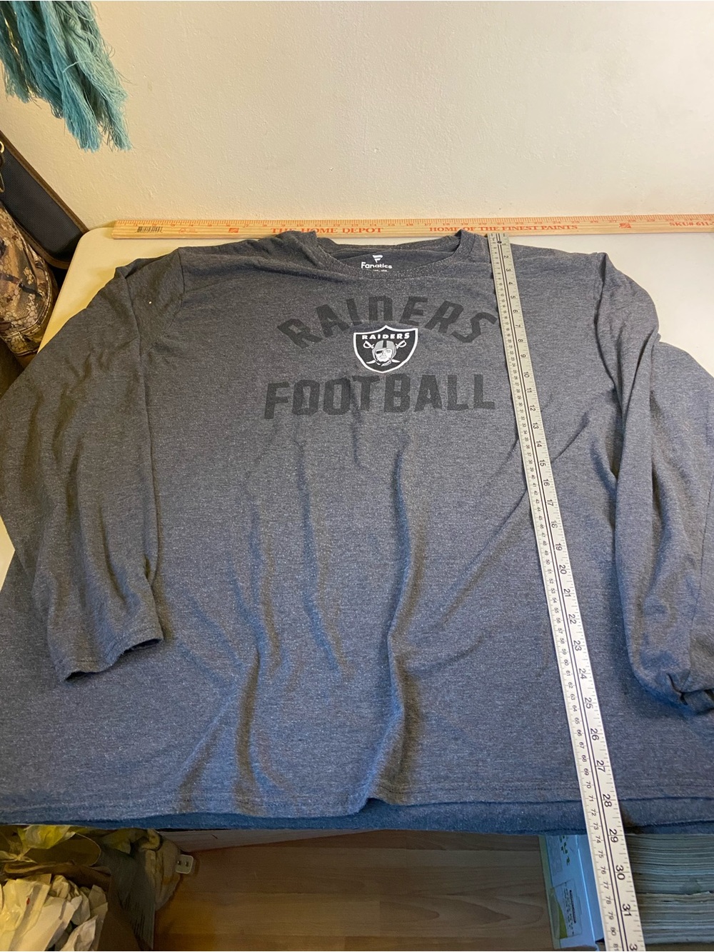Fanatics Gray Raiders Football Long-Sleeve Crewneck Tee